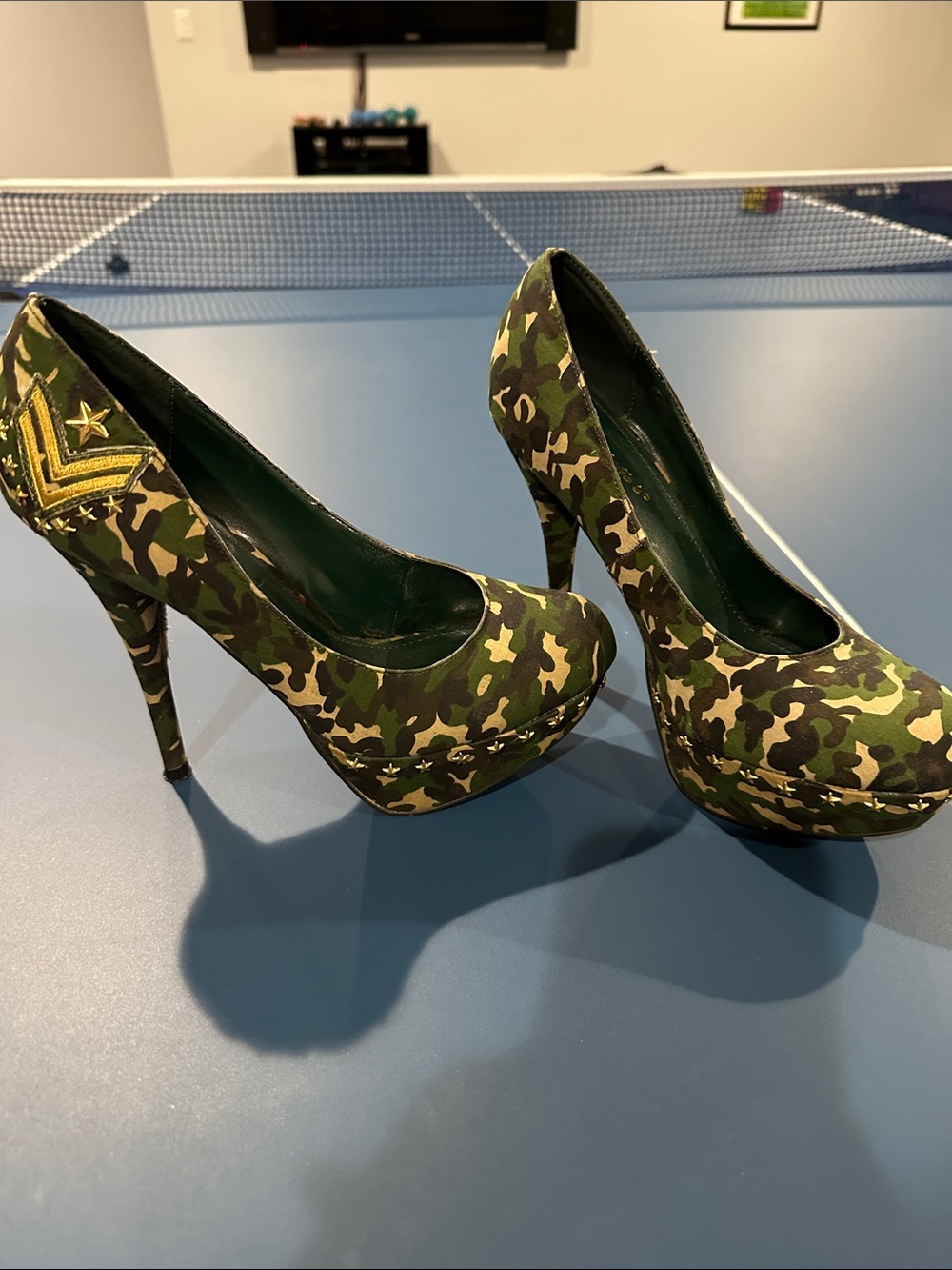 Breckelles Green Camo Platform Stiletto Heels